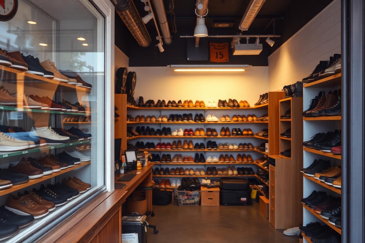 Inside the Dawsonario Co. shoe repair shop in Westminster, Colorado